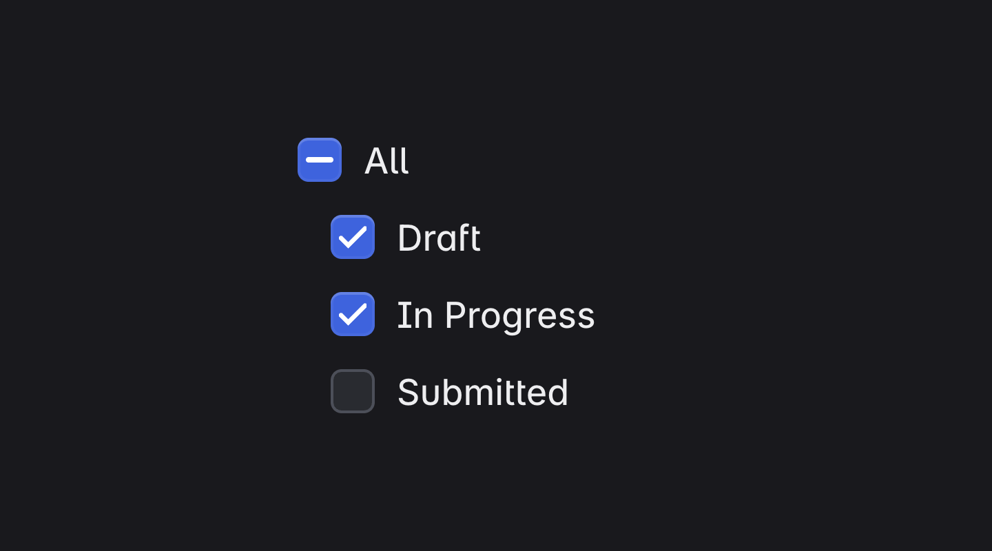 Captures boolean input with an optional indeterminate mode.
