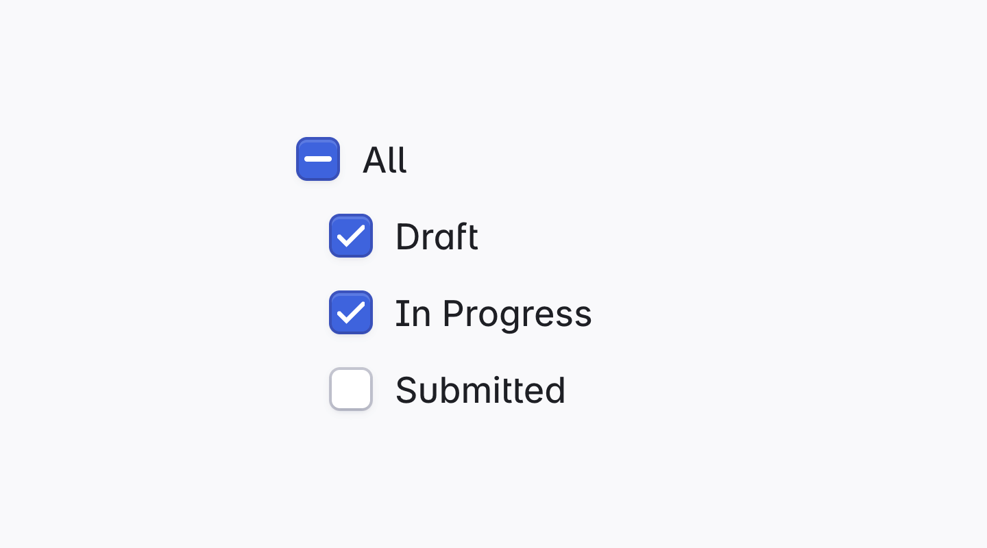 Captures boolean input with an optional indeterminate mode.