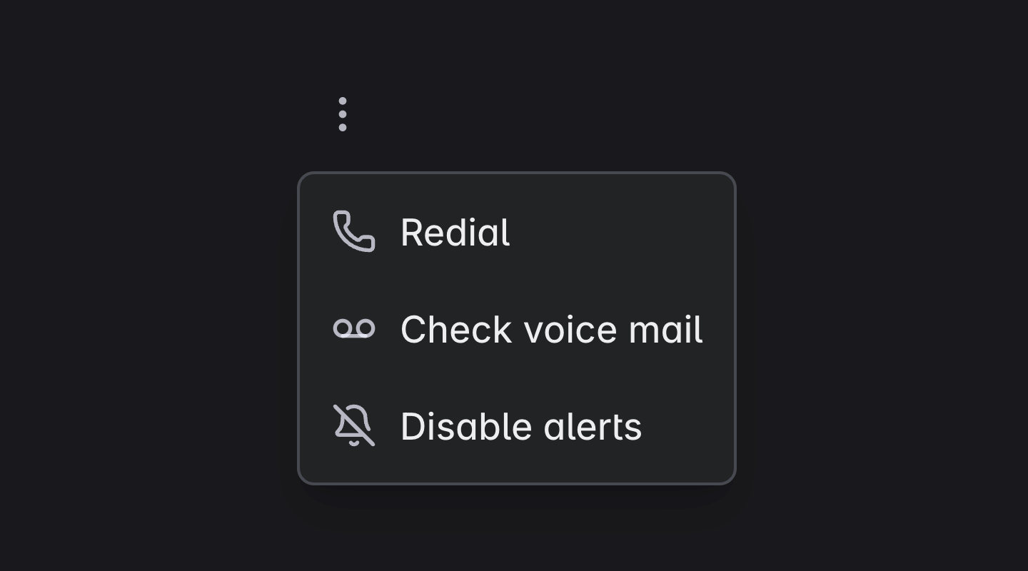 A floating panel of nestable options.