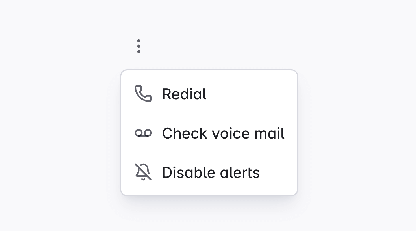 A floating panel of nestable options.