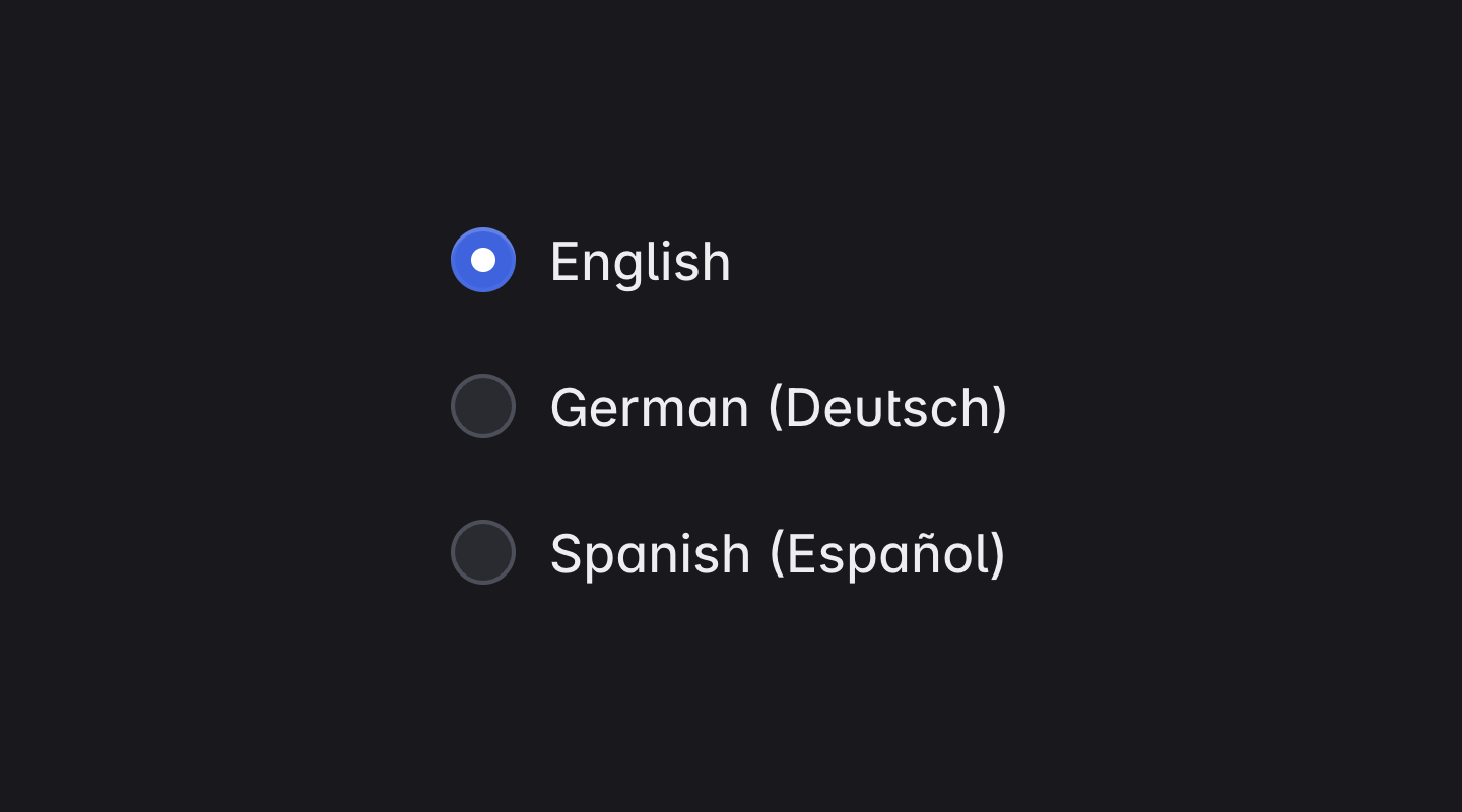 Allows the user to select one option from a group.