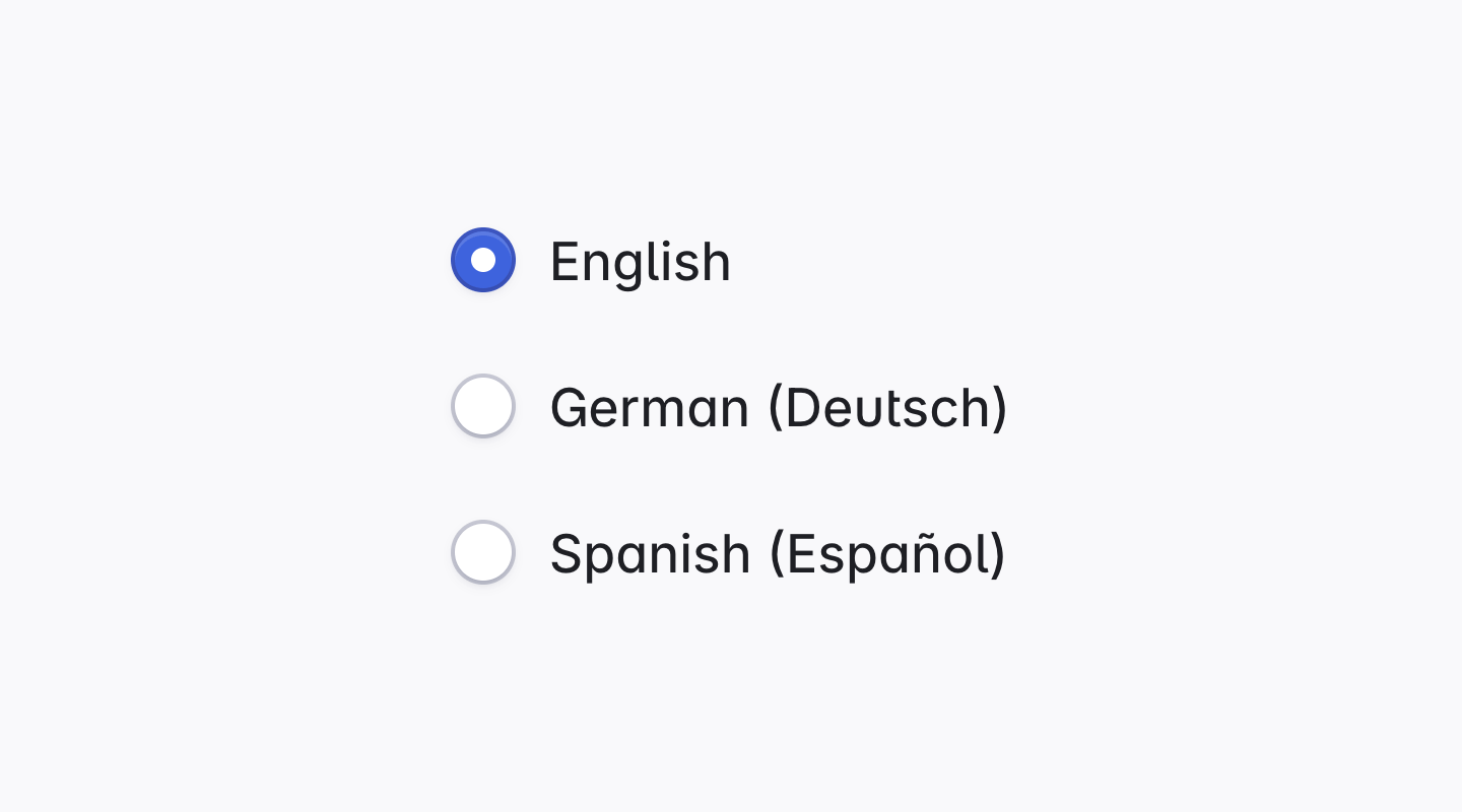 Allows the user to select one option from a group.