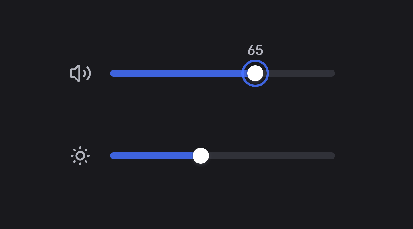Allows the user to input a value by dragging along a slider.