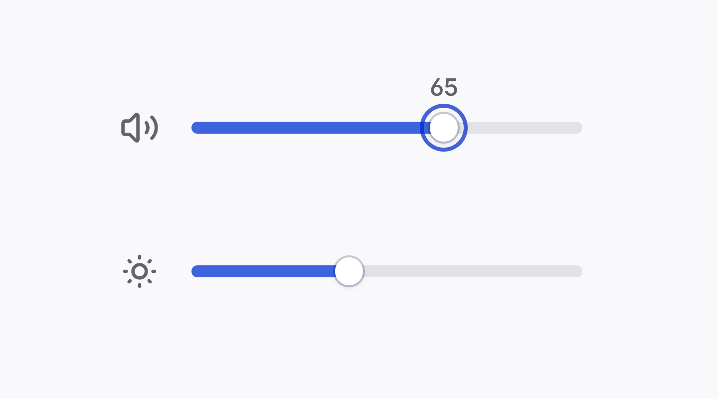 Allows the user to input a value by dragging along a slider.